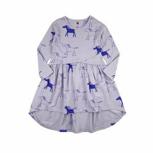 Tea Collection Purple Lavender Horse Dress Sz 7 Long Sleeve